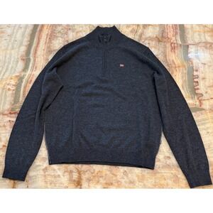 Napapijri Men's 1/4 Zip Jumper Sweater Dark Gray Long Sleeve Merino Wool M